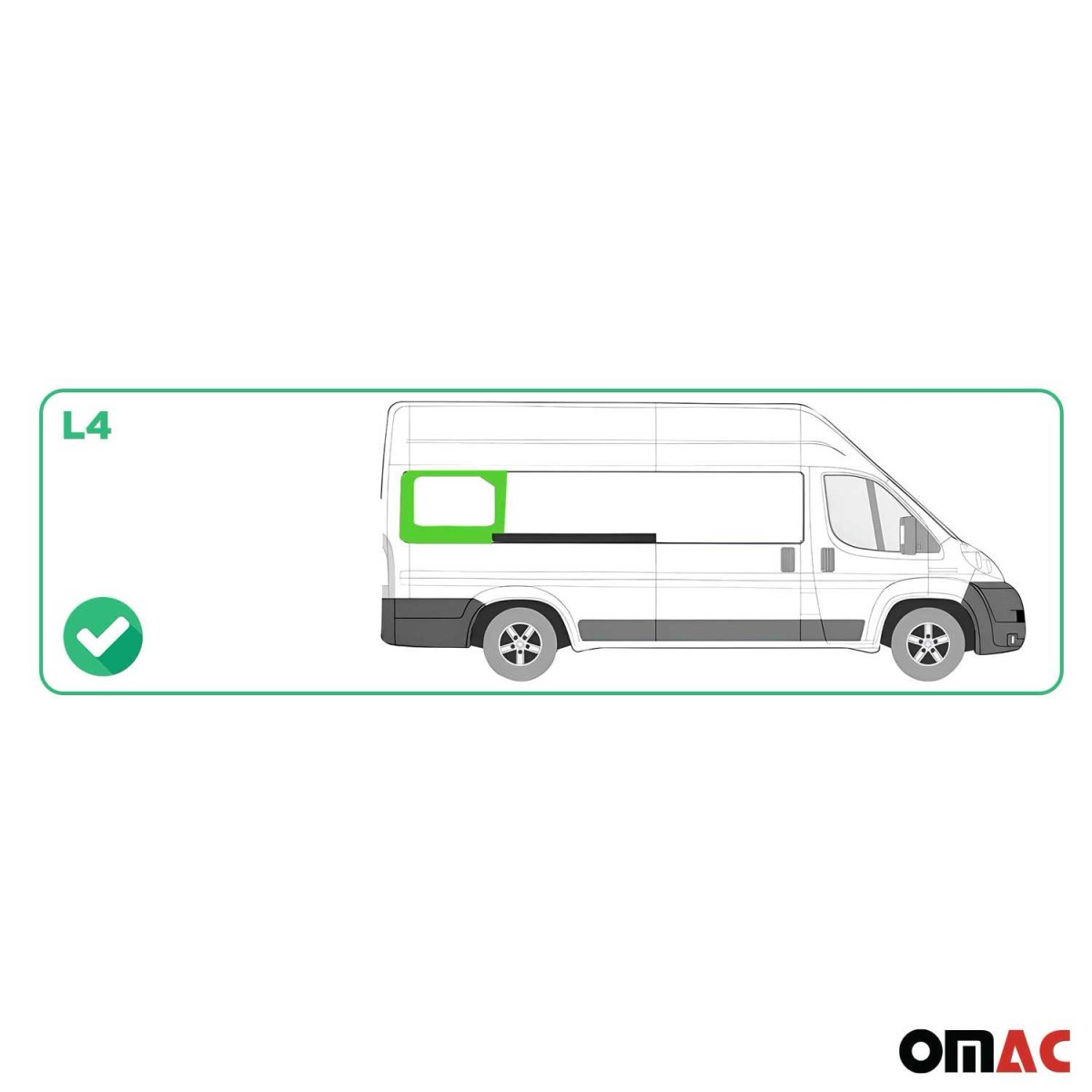 RAM PROMASTER Cargo Van Rear Side Fixed Glass - Right (L4) - Omac - Galaxy (Sliding Door) - 2014